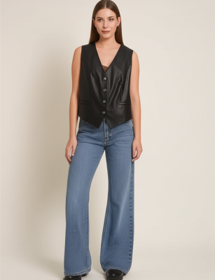 CHALECO VINIPIEL BOTON