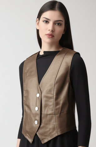 CHALECO VINIPIEL BOTON