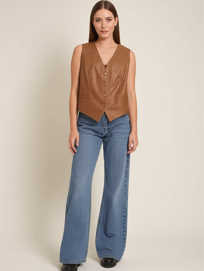 CHALECO VINIPIEL BOTON - Imagen 2