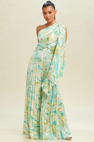 JUMPER DE UN SOLO HOMBRO ESTAMPADO