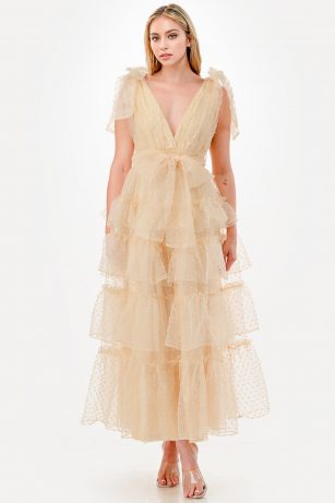 VESTIDO DE PUNTOS CON OLANES