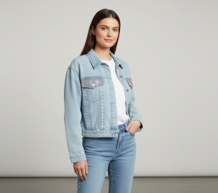 CHAMARRA DE MEZCLILLA PEDRERIA