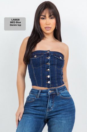 TOP STRAPLE DE MEZCLILLA