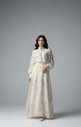 SET BLUSA & FALDA CON ESTAMPADO PAJARITOS