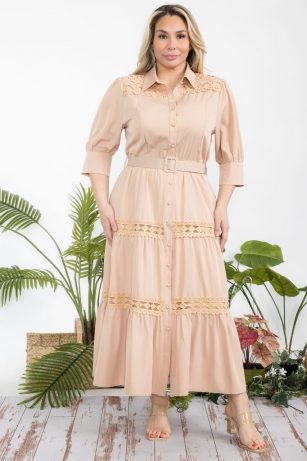 VESTIDO CINTO GUIPIUR PLUS