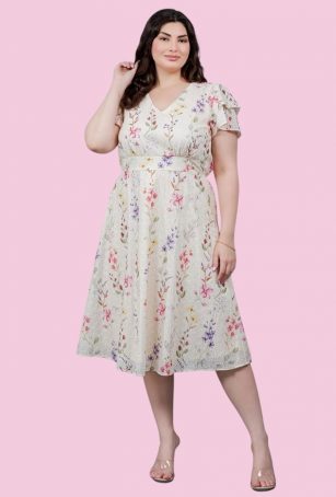 VESTIDO GUIPIUR  FLORAL PLUS