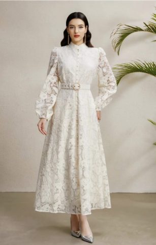 VESTIDO ENCAJE CINTO