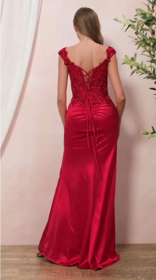 VESTIDO DE CORSET EN SATEEN CON PEDRERÍA - Imagen 3