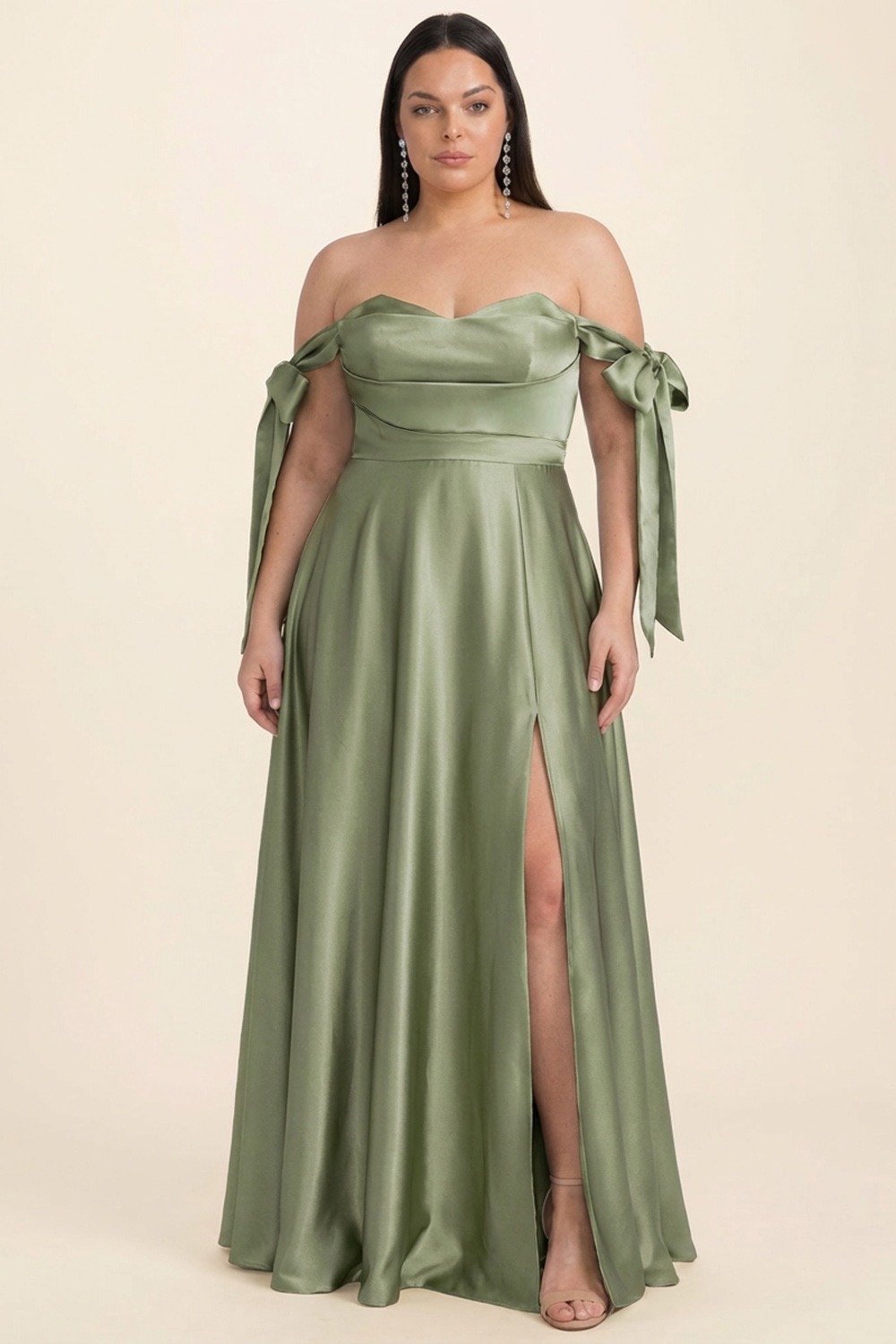 VESTIDO SATEEN CON MOÑO EN HOMBRO - Imagen 3