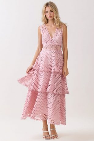 VESTIDO GUIPIURE DE ENCAJE CON OLANES