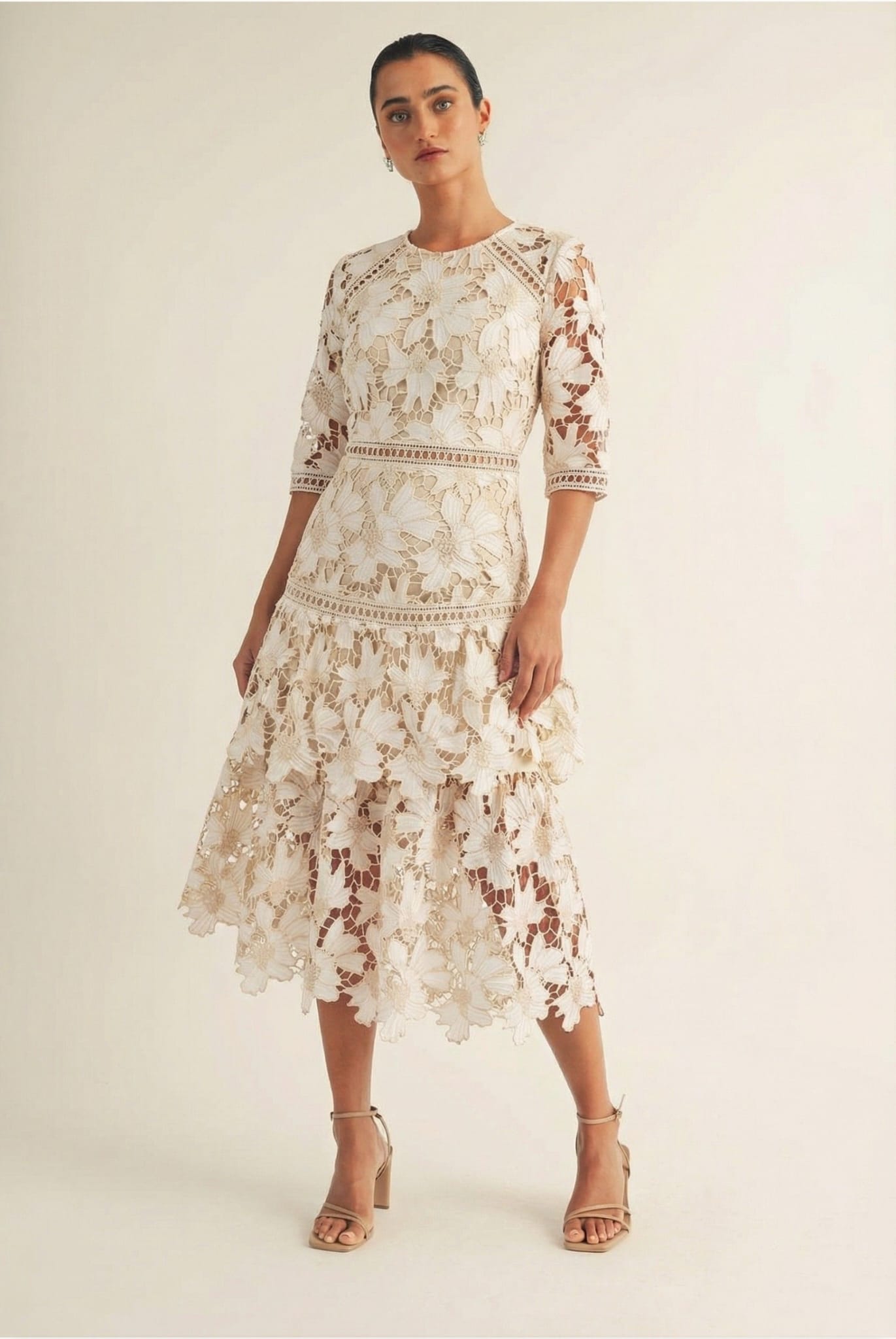 VESTIDO GUIPIURE ENCAJE FLORAL