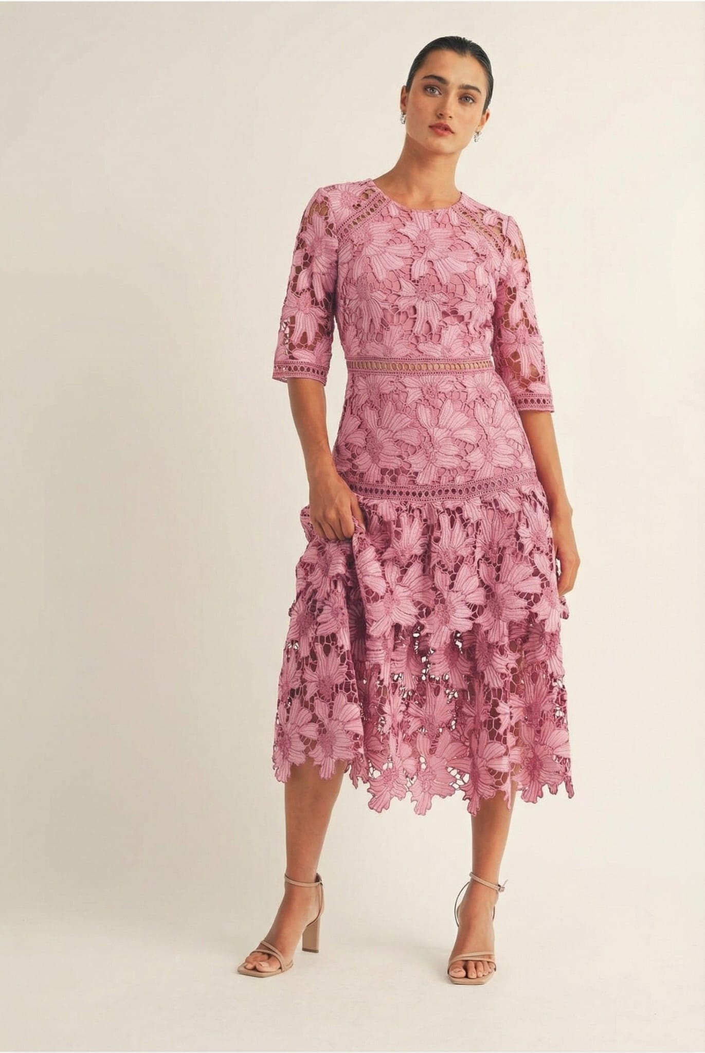 VESTIDO GUIPIURE ENCAJE FLORAL - Imagen 2