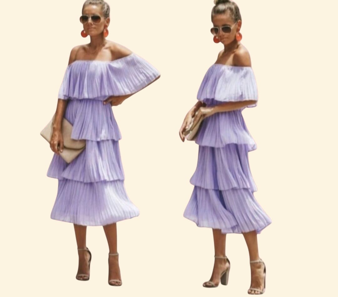 VESTIDO PLISADO DE OLANES