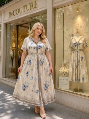 VESTIDO CON ESTAMPADO FLORAL AZUL
