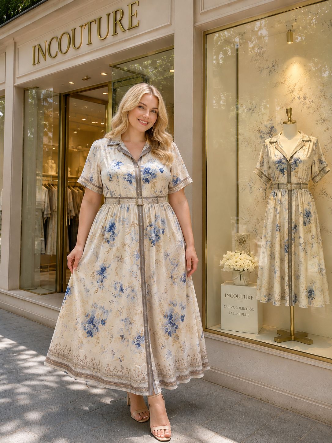 VESTIDO CON ESTAMPADO FLORAL AZUL