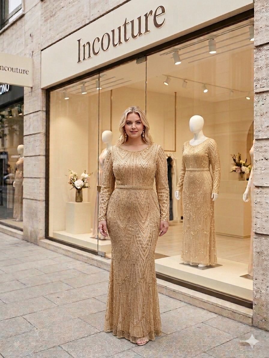 VESTIDO PLUS DE LENTEJUELA Y PERLAS - Imagen 3