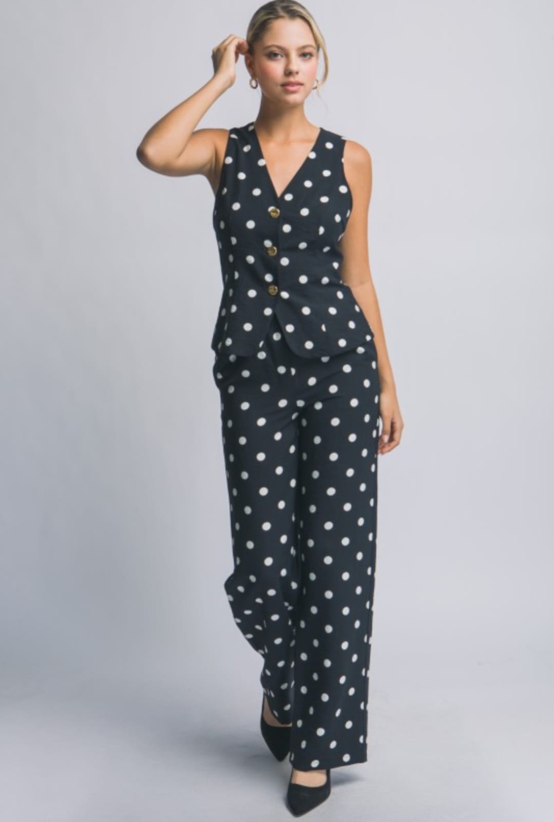 SET NEGRO CON PUNTOS BLANCOS - Imagen 2
