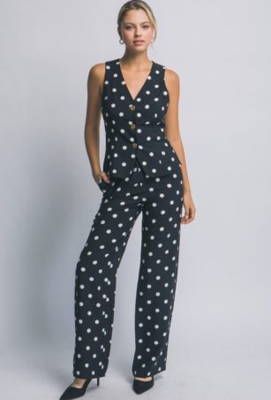 SET NEGRO CON PUNTOS BLANCOS