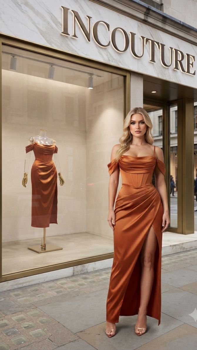 VESTIDO DE SATEEN CON DRAPEADO
