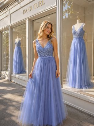 VESTIDO DE TUL CON PEDRERIA