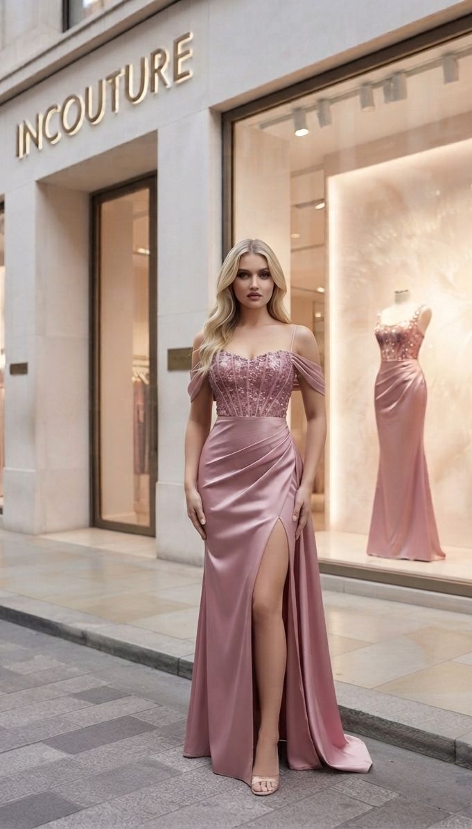 VESTIDO DE SATEEN CON LENTEJUELA