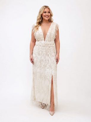 VESTIDO DE TUL BORDADO CON LENTEJUELA PLUS
