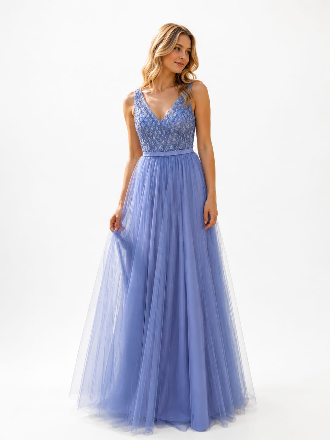 VESTIDO DE TUL CON PEDRERIA Y LENTEJUELA - Imagen 2
