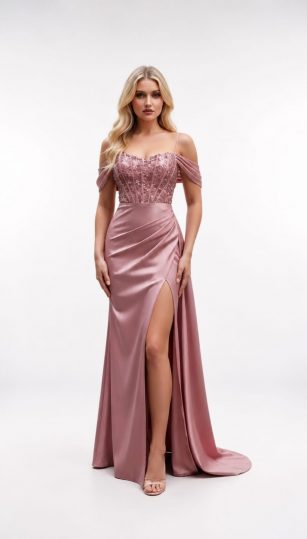 VESTIDO DE SATEEN CON LENTEJUELA