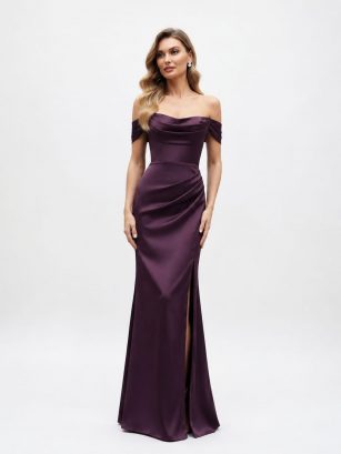 VESTIDO DE SATEEN DE MANGAS CAÍDAS