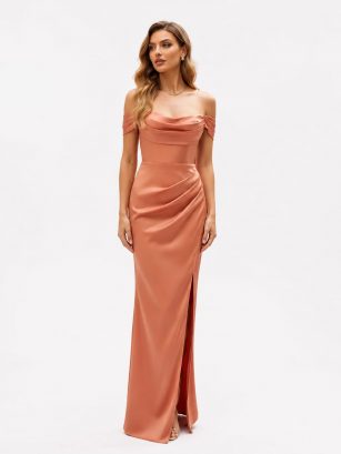 VESTIDO DE SATEEN DRAPEADO